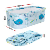 Foldable Bathtub PVC Spa Bucket Inflatable Cushion 132x65cm Blue