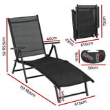 Sun Lounge Outdoor Lounger Aluminium Folding Beach Chair Camping Patio