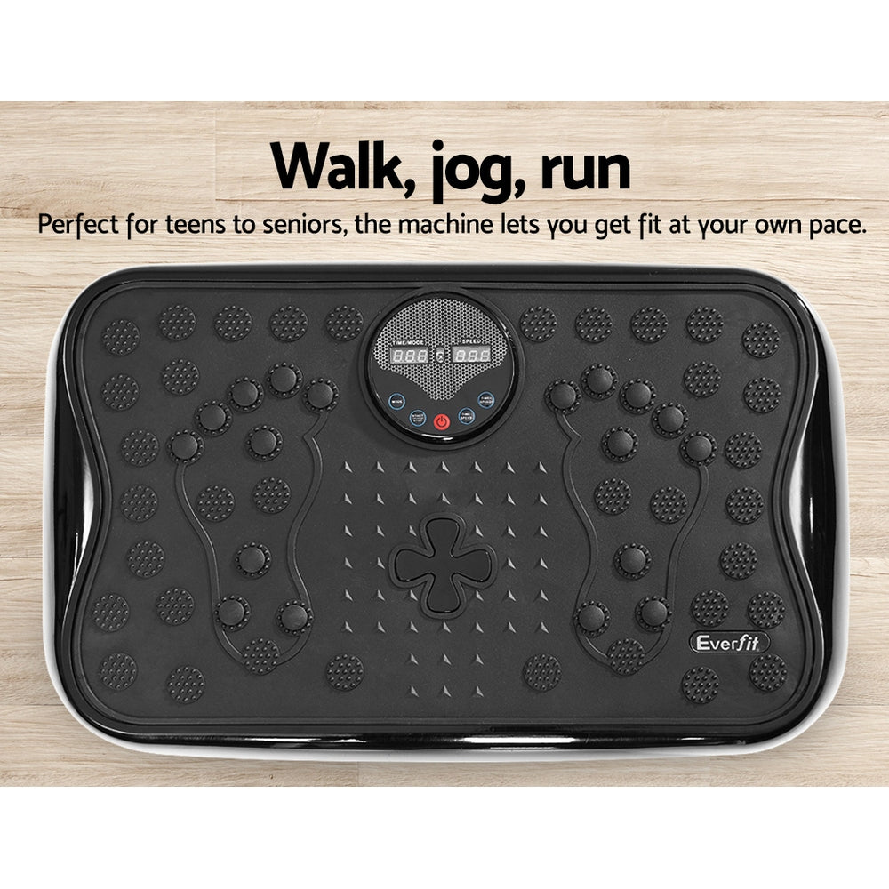 Vibration Machine Platform Vibrator With Resistance Rope Home Gym Black