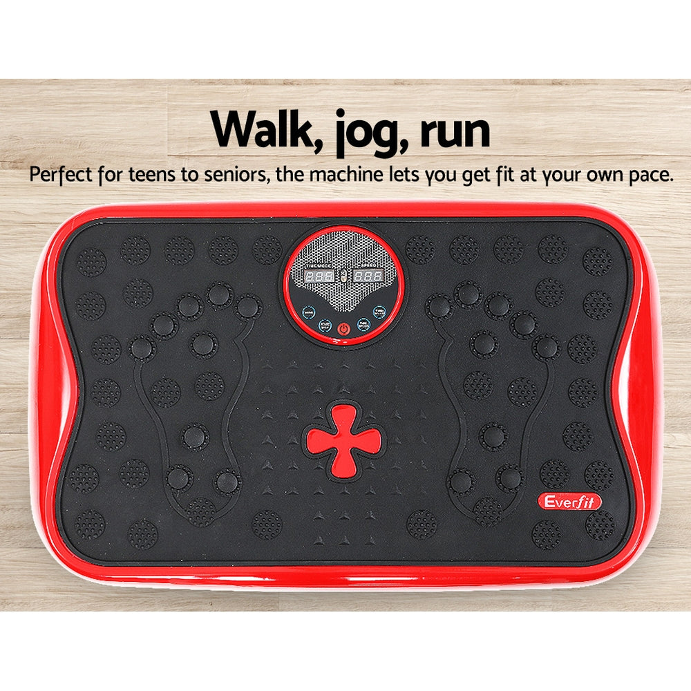 Vibration Machine Platform Vibrator with Resistance Rope Home Gym Red