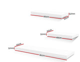 Floating Wall Shelf Set of 3 White