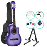 34 Inch Classical Guitar Wooden Body Nylon String w/ Stand Beignner Purple