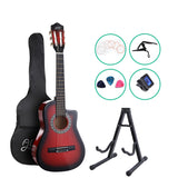 34 Inch Classical Guitar Wooden Body Nylon String w/ Stand Beignner Red