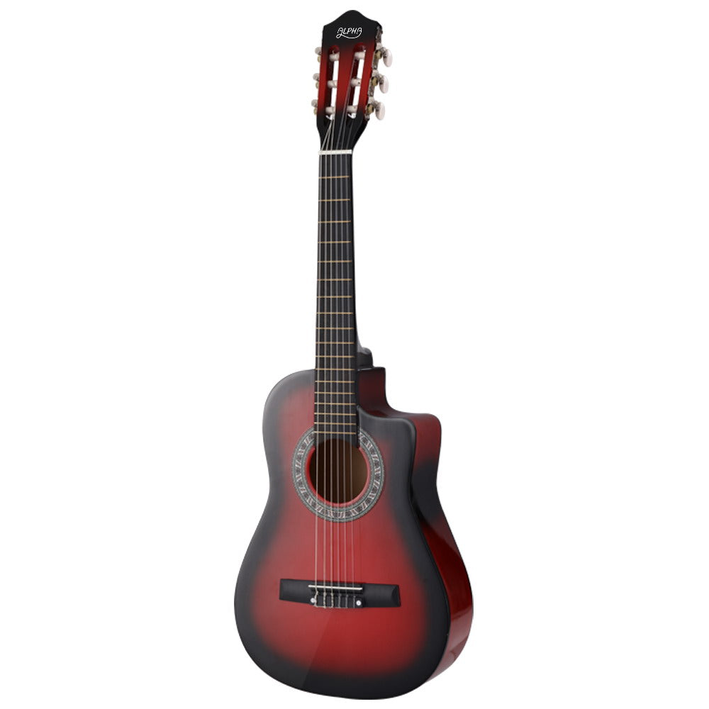 34 Inch Classical Guitar Wooden Body Nylon String w/ Stand Beignner Red