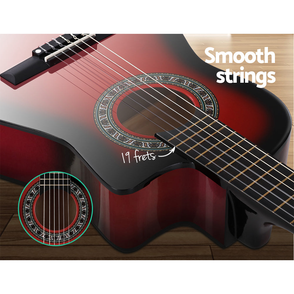 34 Inch Classical Guitar Wooden Body Nylon String w/ Stand Beignner Red