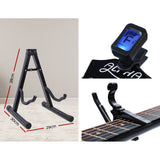 38 Inch Acoustic Guitar Wooden Body Steel String Full Size w/ Stand Black