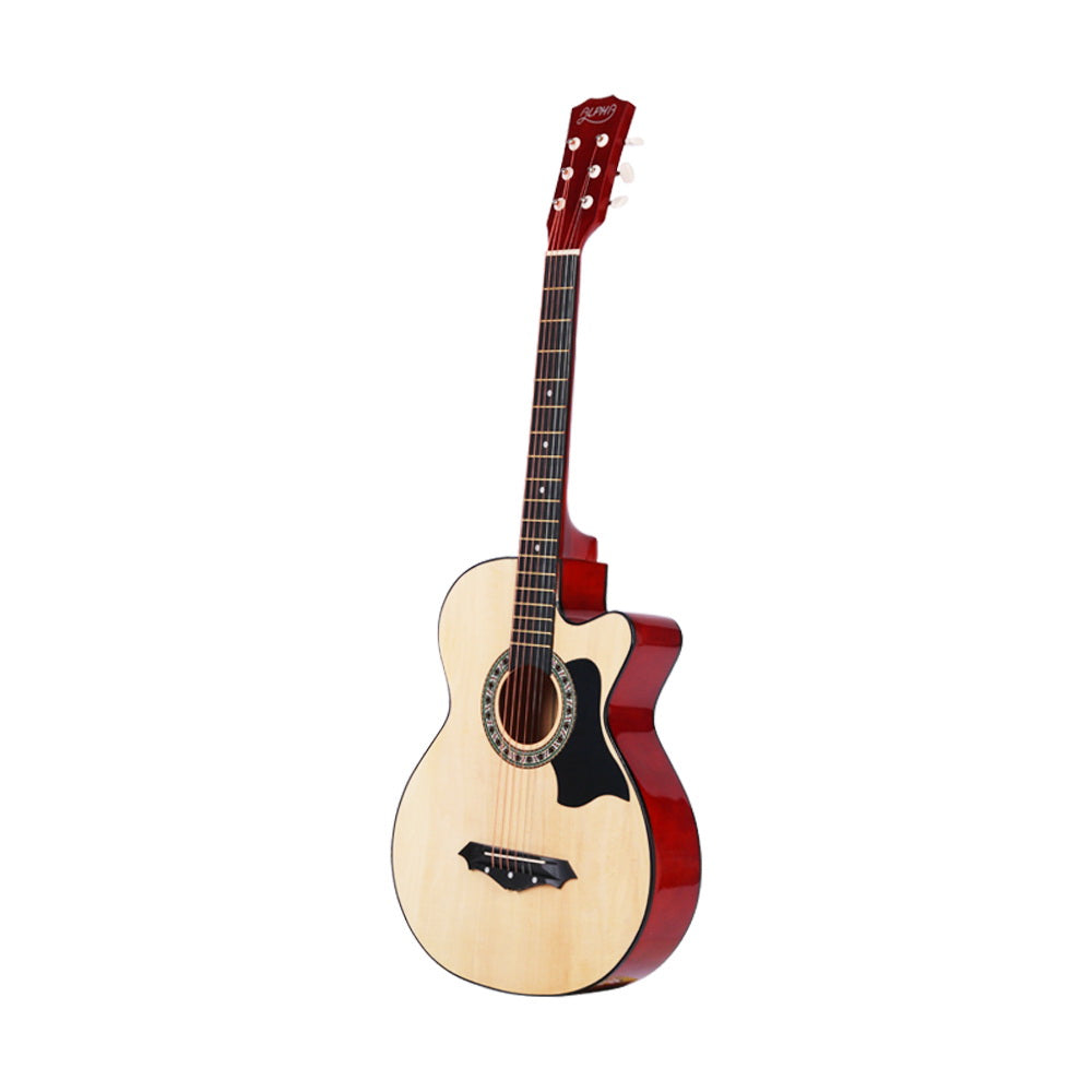 38 Inch Acoustic Guitar Wooden Body Steel String Full Size w/ Stand Wood