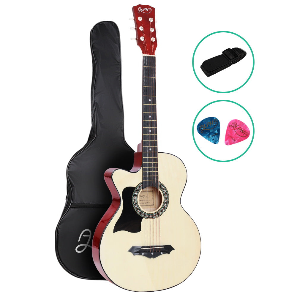 38 Inch Acoustic Guitar Wooden Body Steel String Full Size Left Handed