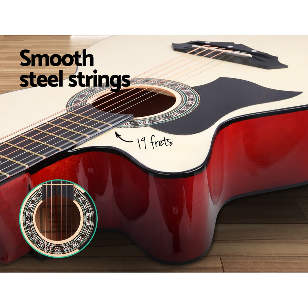 38 Inch Acoustic Guitar Wooden Body Steel String Full Size Left Handed
