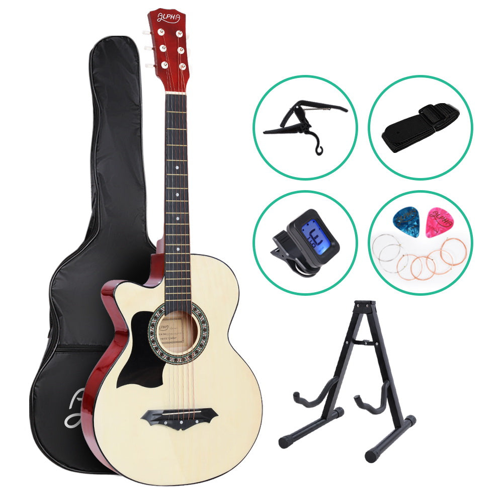 38 Inch Acoustic Guitar Wooden Body Steel String w/ Stand Left Handed