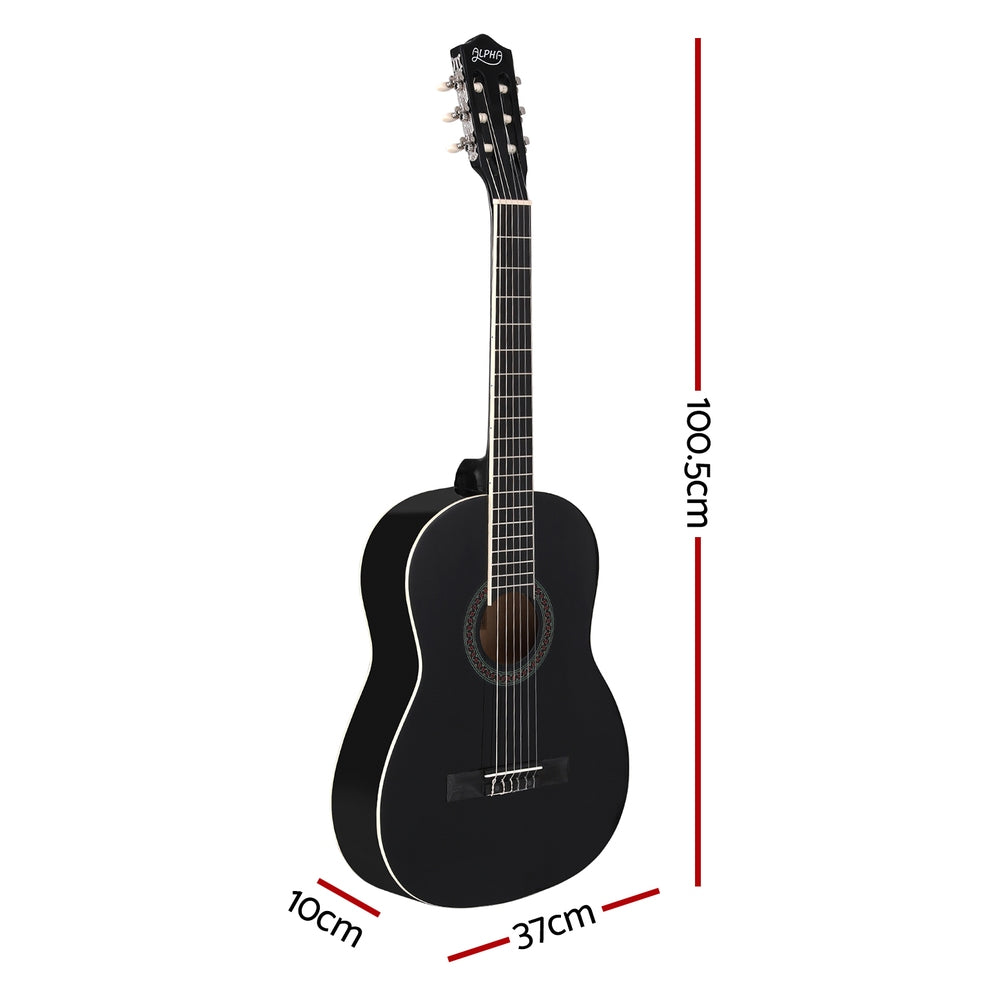 39 Inch Classical Guitar Wooden Body Nylon String Beginner Gift Black