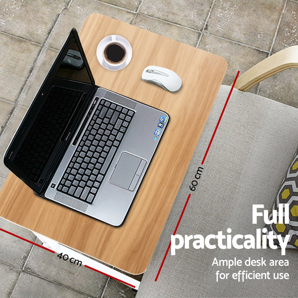 Laptop Desk Table Adjustable 60CM Light Wood