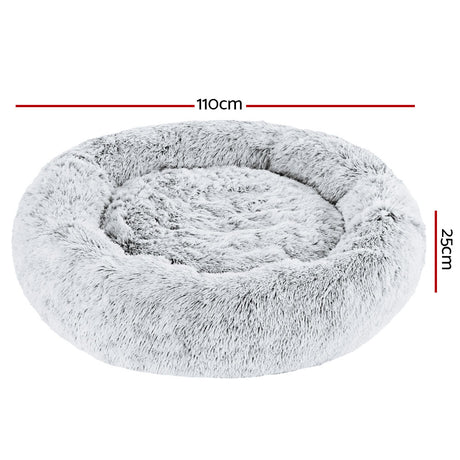Pet Bed Dog Cat 110cm Calming Extra Large Soft Plush Charcoal