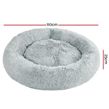 Pet Bed Dog Cat 110cm Calming Extra Large Soft Plush Light Grey