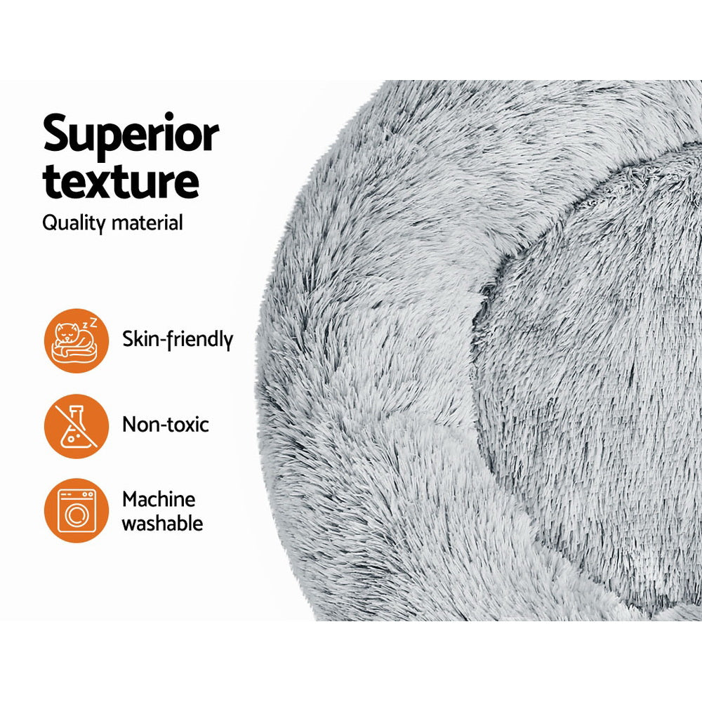Pet Bed Dog Cat 90cm Large Calming Soft Plush Charcoal
