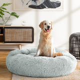 Pet Bed Dog Cat 90cm Large Calming Soft Plush Light Grey