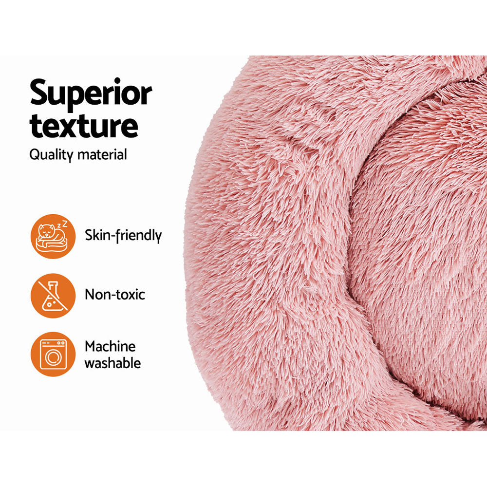 Pet Bed Dog Cat 90cm Large Calming Soft Plush Pink