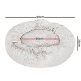 Pet Bed Dog Cat 90cm Large Calming Soft Plush White Brown
