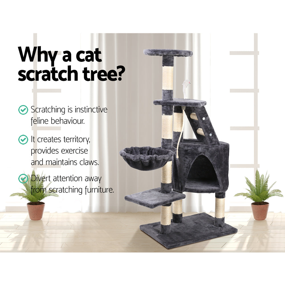 Cat Tree 120cm Tower Scratching Post Scratcher Wood Condo House Bed Toys