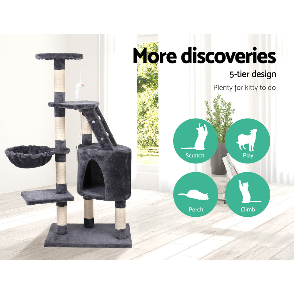 Cat Tree 120cm Tower Scratching Post Scratcher Wood Condo House Bed Toys