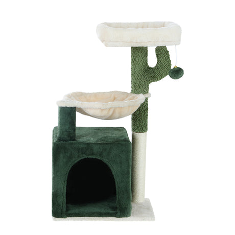 Cat Tree 78cm Scratching Post Tower Scratcher Wood Condo House Bed Toys Green