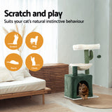 Cat Tree 78cm Scratching Post Tower Scratcher Wood Condo House Bed Toys Green