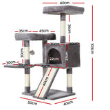Cat Tree 103cm Tower Scratching Post Scratcher Wood Condo House Trees Grey