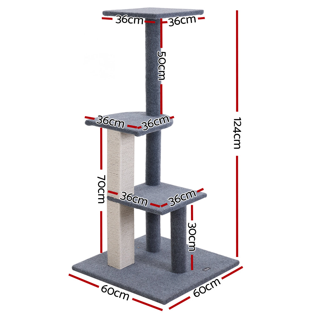 Cat Tree 124cm Scratching Post Tower Scratcher Trees Wood Condo Board