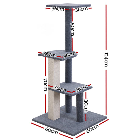 Cat Tree 124cm Scratching Post Tower Scratcher Trees Wood Condo Board