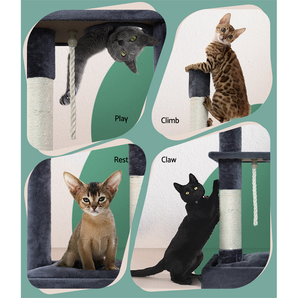 Cat Tree 102cm Scratching Post Tower Scratcher Condo House Board Grey