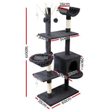 Cat Tree 140cm Tower Scratching Post Scratcher Trees Toys Condo Bed Grey