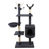 Cat Tree 140cm Tower Scratching Post Scratcher Trees Toys Condo Bed Grey