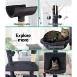 Cat Tree 140cm Tower Scratching Post Scratcher Trees Toys Condo Bed Grey