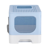 Cat Litter Box Large Tray Kitty Toilet Enclosed Hooded Foldable Scoop Blue