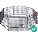 24" 8 Panel Dog Playpen Pet Fence Exercise Cage Enclosure Play Pen