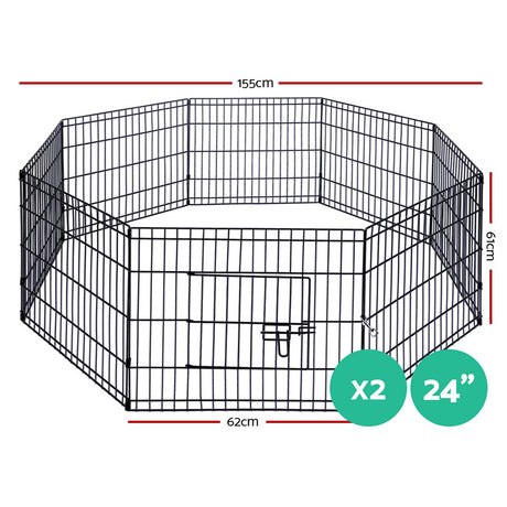 2x24" 8 Panel Dog Playpen Pet Fence Exercise Cage Enclosure Play Pen