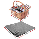 4 Person Picnic Basket Set Insulated Outdoor Blanket Bag