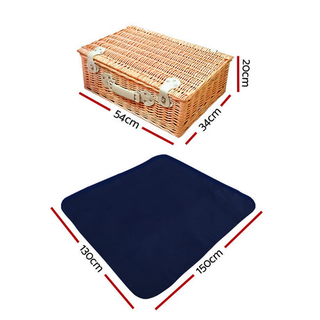 4 Person Picnic Basket Set Insulated Blanket