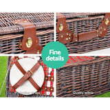 4 Person Picnic Basket Set Insulated Blanket Bag Red