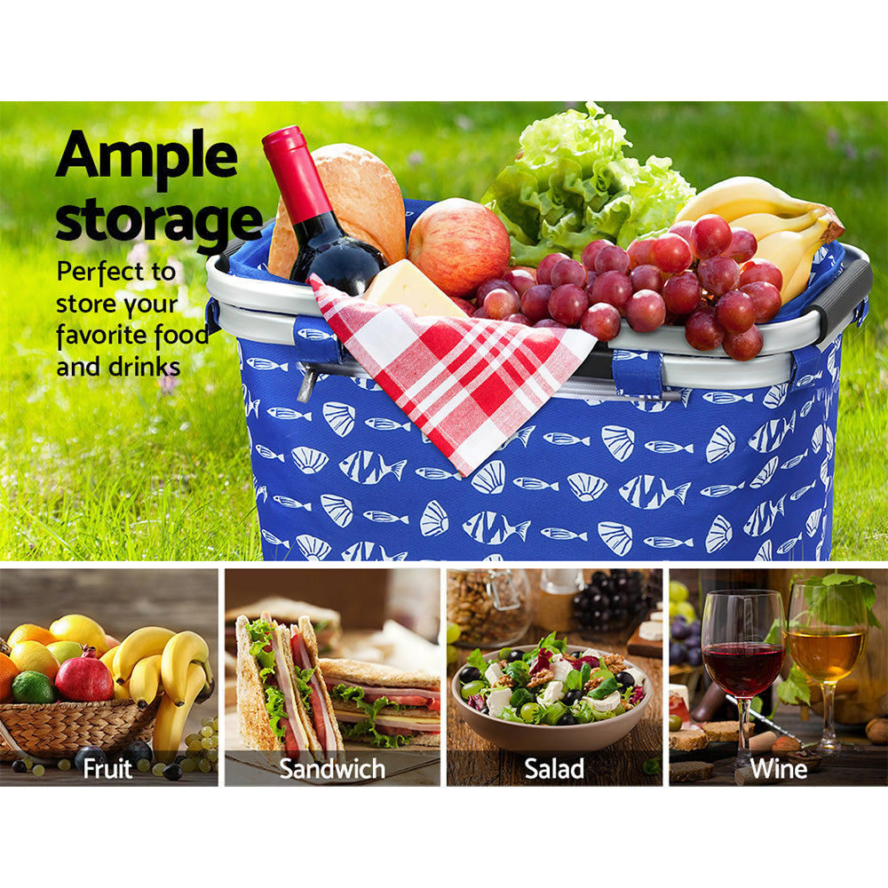 Picnic Basket Folding Bag Hamper Food Insulated Storage