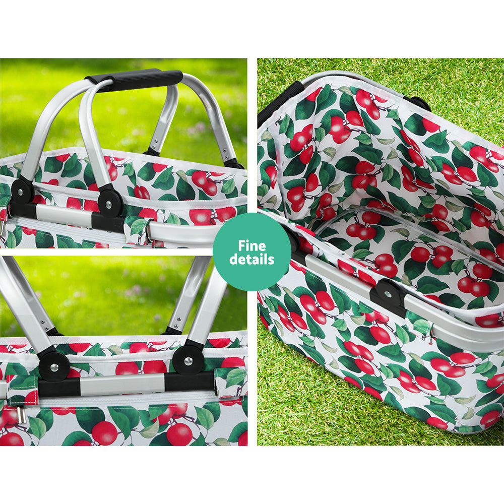 Picnic Basket Set Folding Bag Hamper Insulated Food Storage