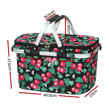 Picnic Basket Folding Bag Hamper Insulated Storage Food Cover
