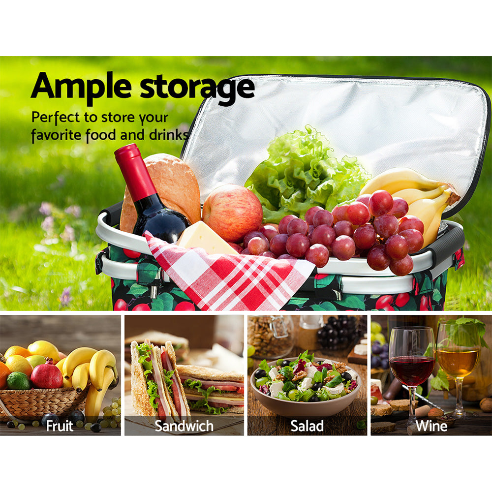 Picnic Basket Folding Bag Hamper Insulated Storage Food Cover