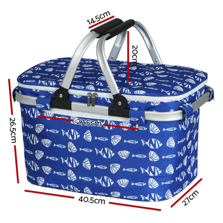Picnic Basket Folding Bag Hamper Food Insulated Cover Storage