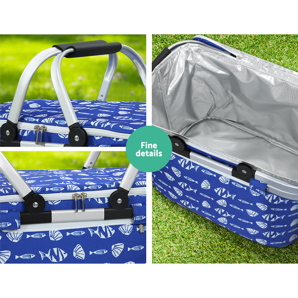Picnic Basket Folding Bag Hamper Food Insulated Cover Storage