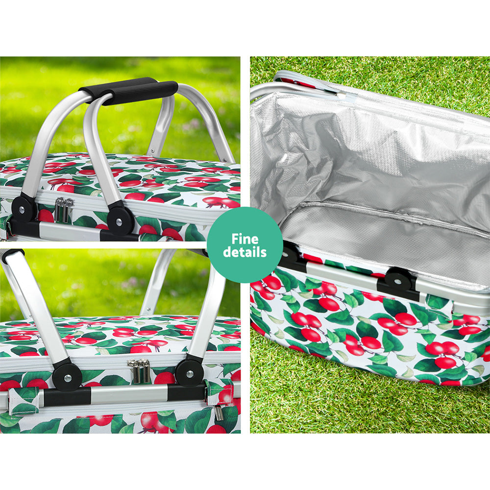 Picnic Basket Folding Bag Hamper Insulated Food Cover Storage