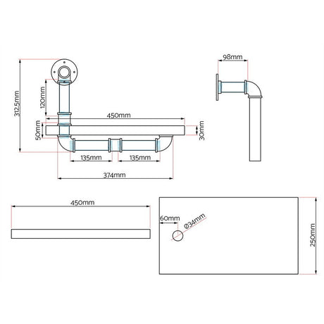 Floating DIY Pipe Shelf Set of 2 - IVOR