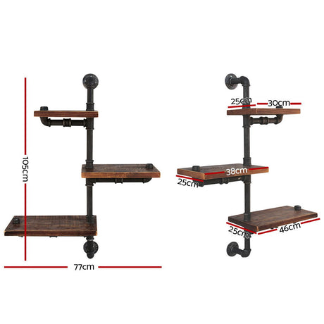 Floating DIY Pipe Shelf 3 Tiers - IVAN