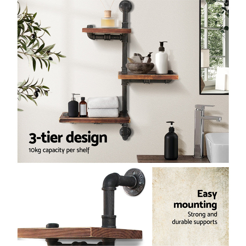 Floating DIY Pipe Shelf 3 Tiers - IVAN