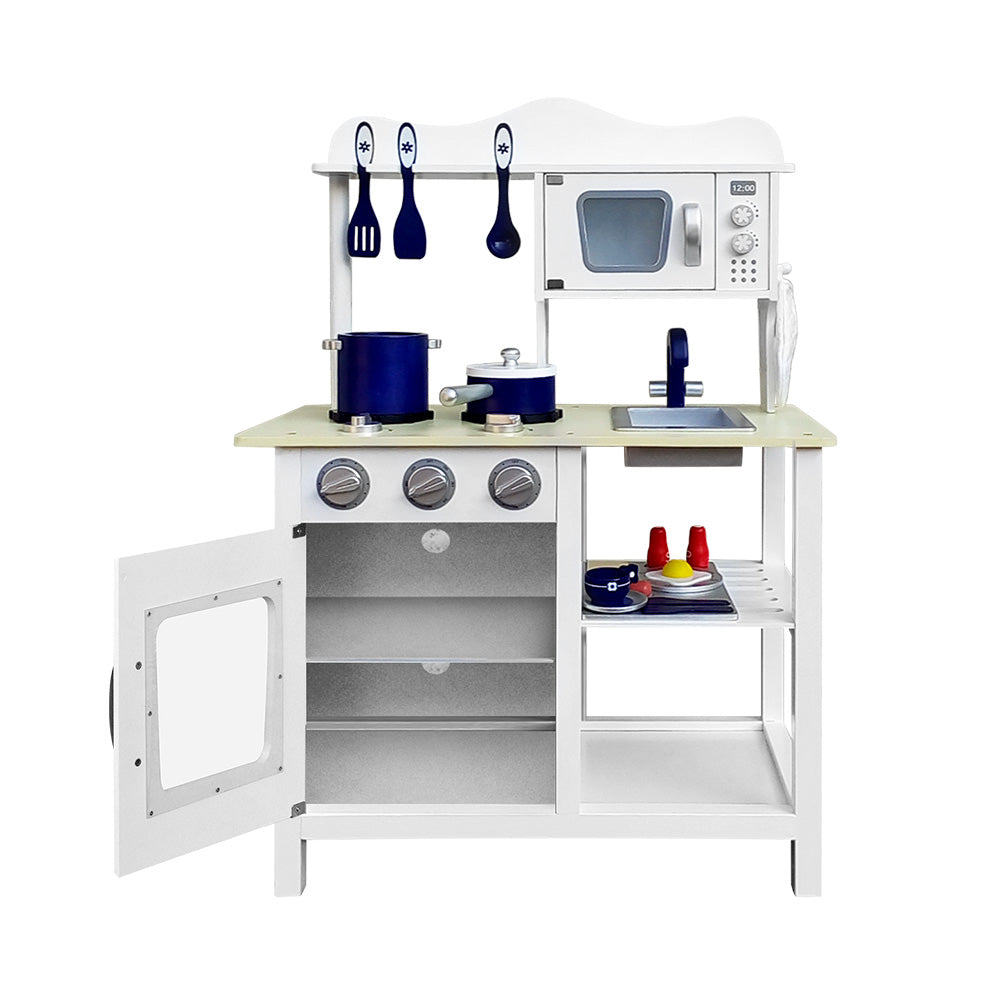 Kids Kitchen Play Set Wooden Pretend Toys Cooking Children Cookware Food